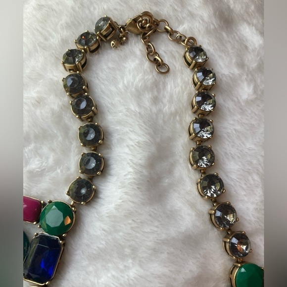 J. Crew Collectible Green Pink Blue Statement Necklace - Picture 3 of 8